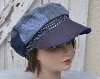 Casquette jean bleu 4 panneaux, grande taille - Taille L-XL