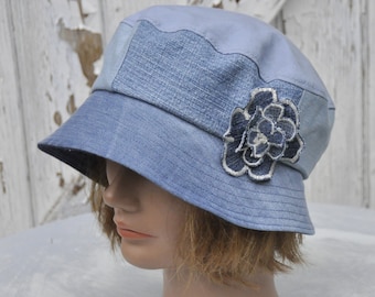 chapeau cloche pour femme, jean bleu - Taille M 55,5-56cm