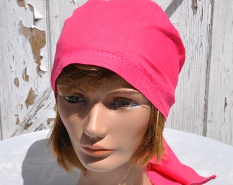 Bandana or preformed scarf in dark pink or fuchsia cotton for women - one size