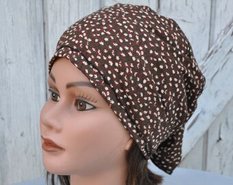 Bandana scarf preformed scarf in printed brown cotton for women - one size