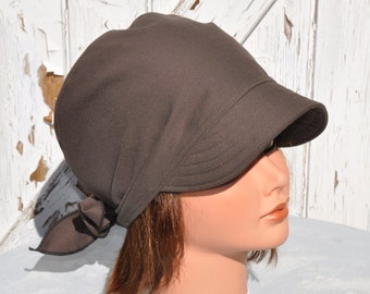 Bandana cap scarf preformed in khaki cotton for women - one size