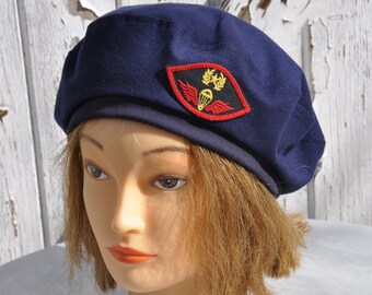 Unisex summer beret in navy blue cotton - Size M