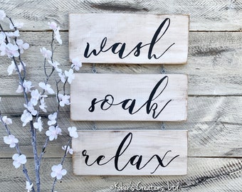 Wash Soak Relax Spa Sign, Spa Art, Bathroom Art, Relax Sign, Bathroom Wall Décor, Wash Sign, Spa Sign, Spa Décor, Rustic Bathroom Sign