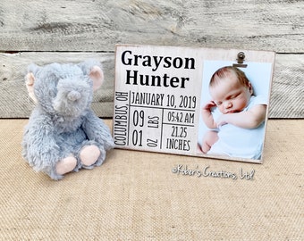 Personalized Baby Birth Stats Picture Frame, Birth Announcement, New Parent Gift, New Baby Gift, Newborn Picture Frame, Baby Picture Frame