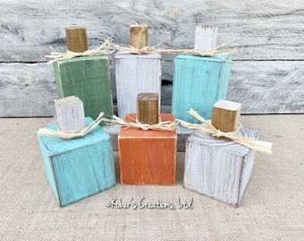Pumpkin Wood Blocks, Fall Décor, Rustic Wood Pumpkins, Painted Wooden Pumpkins, Farmhouse Fall Décor, Wood Block Pumpkins, Wooden Pumpkins