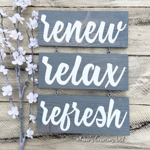 Renew Relax Refresh Spa Sign, Spa Art, Bathroom Art, Relax Sign ...