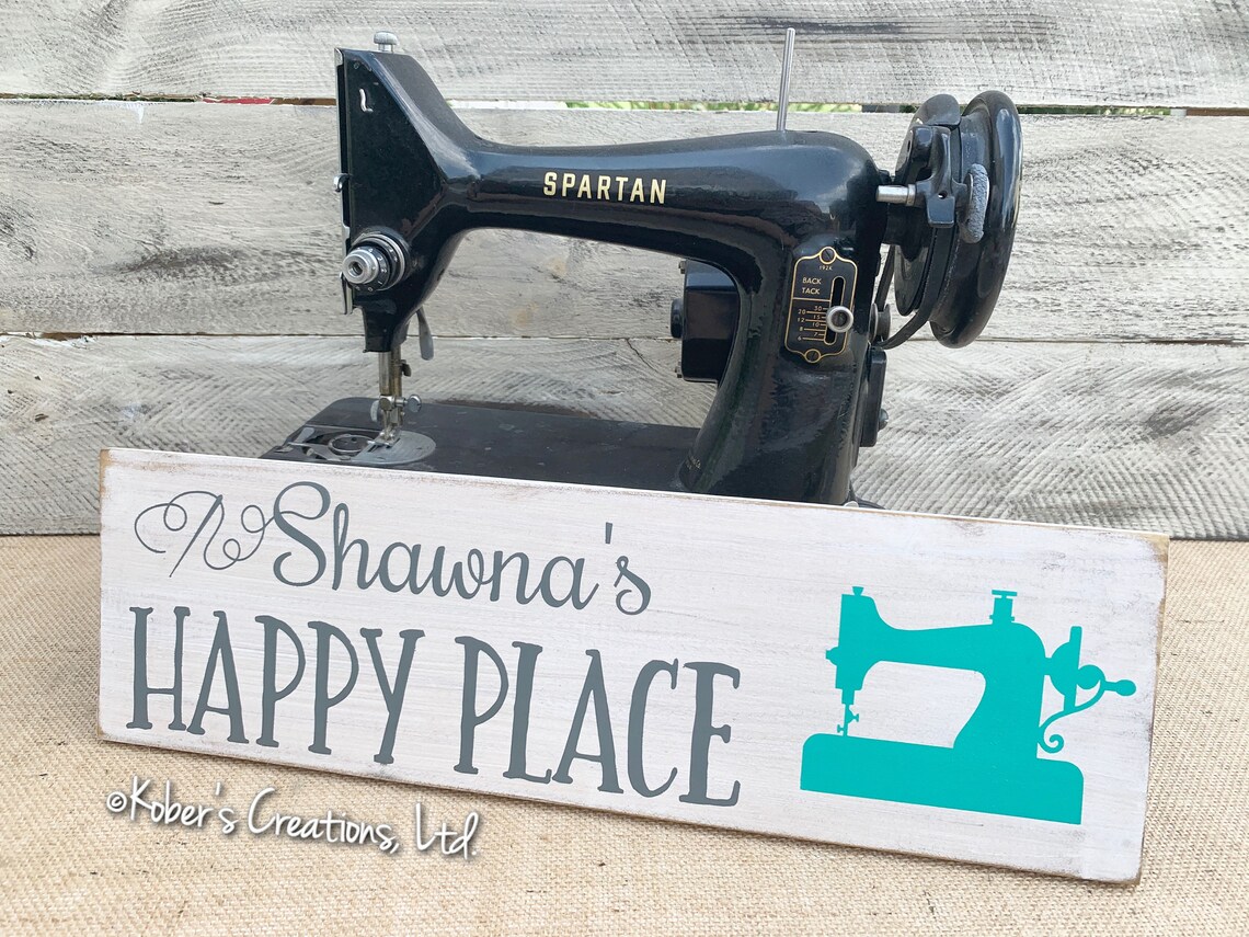 Personalized Happy Place Sewing Sign Sewing Room Sign Sewing Etsy