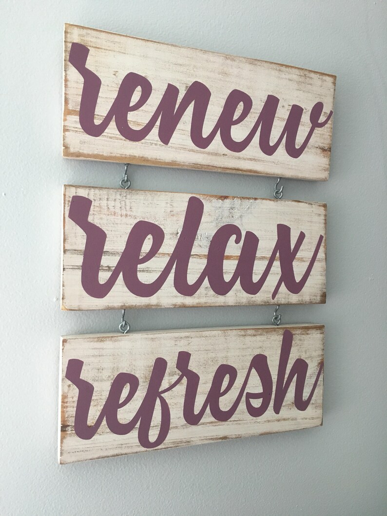 Renew Relax Refresh Spa Sign Spa Art Bathroom Art Relax | Etsy
