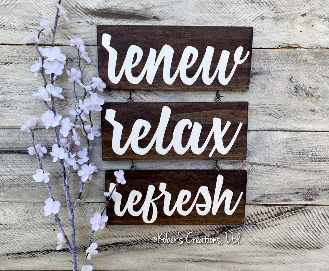 Renew Relax Refresh Spa Sign Spa Art Bathroom Art Relax | Etsy