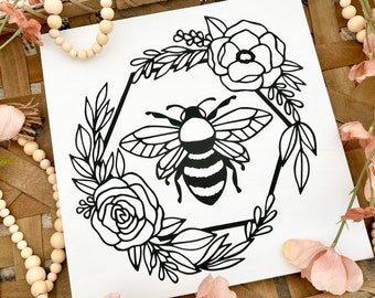 Honey Bee Wood Sign, Honey Bee Sign Farm Wall Décor, Bee Lover Gift, Farmhouse Décor, Rustic Bee Décor, Bee Keeper Gift, Gift for Gardener
