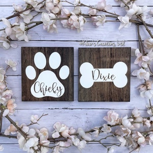 Personalized Pet Name Sign, Dog Name Sign, Cat Name Sign, Custom Paw Print Sign, Pet Memorial Sign, Dog & Cat Lover Sign, Animal Lover Sign