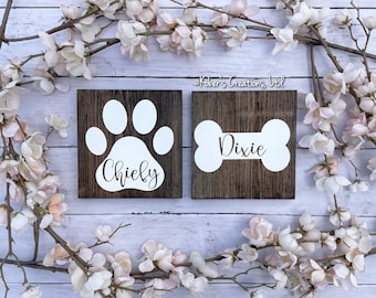 Personalized Pet Name Sign, Dog Name Sign, Cat Name Sign, Custom Paw Print Sign, Pet Memorial Sign, Dog & Cat Lover Sign, Animal Lover Sign