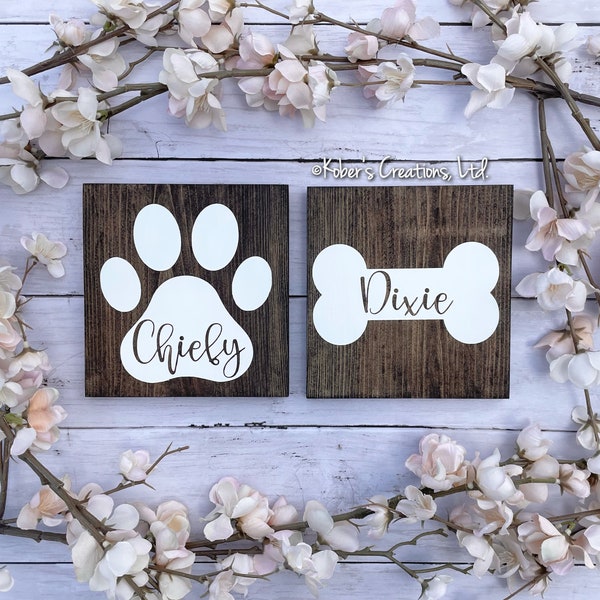 Personalized Pet Name Sign, Dog Name Sign, Cat Name Sign, Custom Paw Print Sign, Pet Memorial Sign, Dog & Cat Lover Sign, Animal Lover Sign