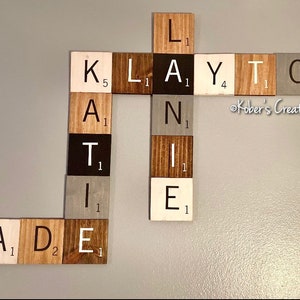 Large Scrabble Letters, 5.5 Wood Scrabble Tiles, Large Scrabble Tiles, Jumbo Scrabble Tiles, Scrabble Tiles Wall Art, Crossword Wall Décor image 10