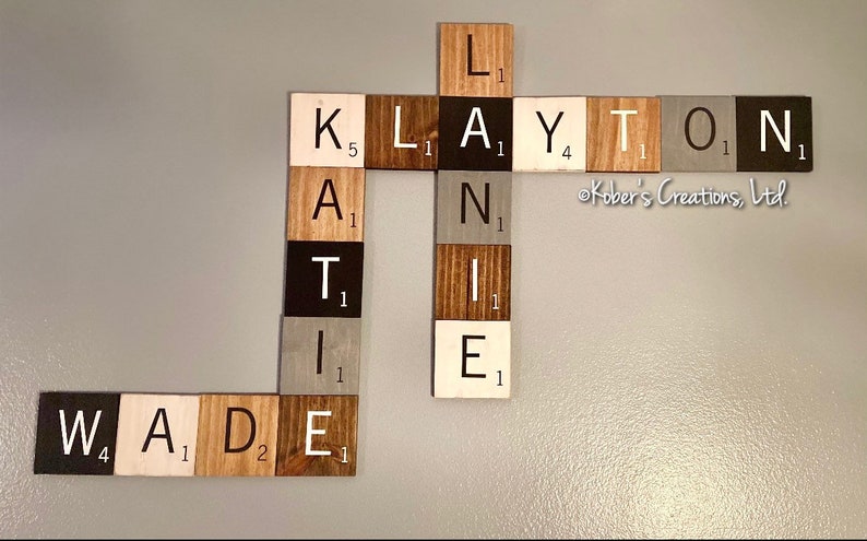 Large Scrabble Letters, 5.5 Wood Scrabble Tiles, Large Scrabble Tiles, Jumbo Scrabble Tiles, Scrabble Tiles Wall Art, Crossword Wall Décor image 10