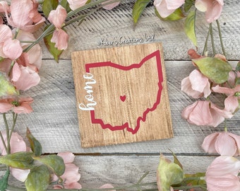 Ohio Home State Outline Wooden Sign, Wood Home Sign, Home State Sign, Stocking Stuffer, Wood State Sign, Ohio Sign, Ohio Wall Art, Ohio Art