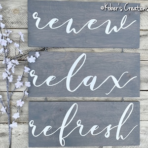 Renew Relax Refresh Large Sign, Spa Art, Bathroom Art, Relax Sign ...