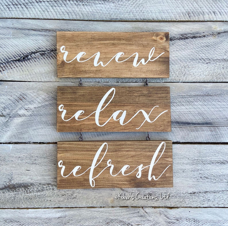 Renew Relax Refresh Spa Sign Spa Art Bathroom Art Relax - Etsy