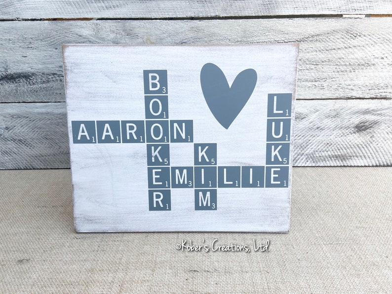 Scrabble Tile Sign Crossword Layout Sign Last Name Sign Etsy