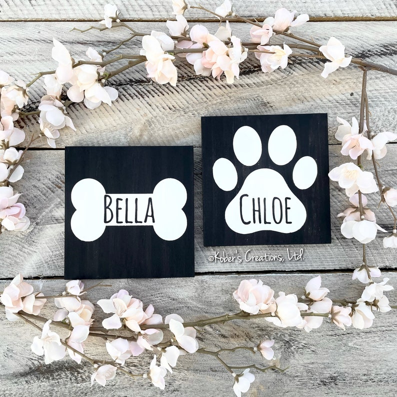 Personalized Pet Name Sign Custom Name Paw Print Sign Pet Etsy