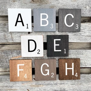 Large Scrabble Letters, 5.5 Wood Scrabble Tiles, Large Scrabble Tiles, Jumbo Scrabble Tiles, Scrabble Tiles Wall Art, Crossword Wall Décor image 1