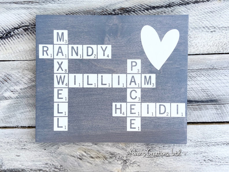 Scrabble Tile Sign Crossword Layout Sign Last Name Sign Etsy