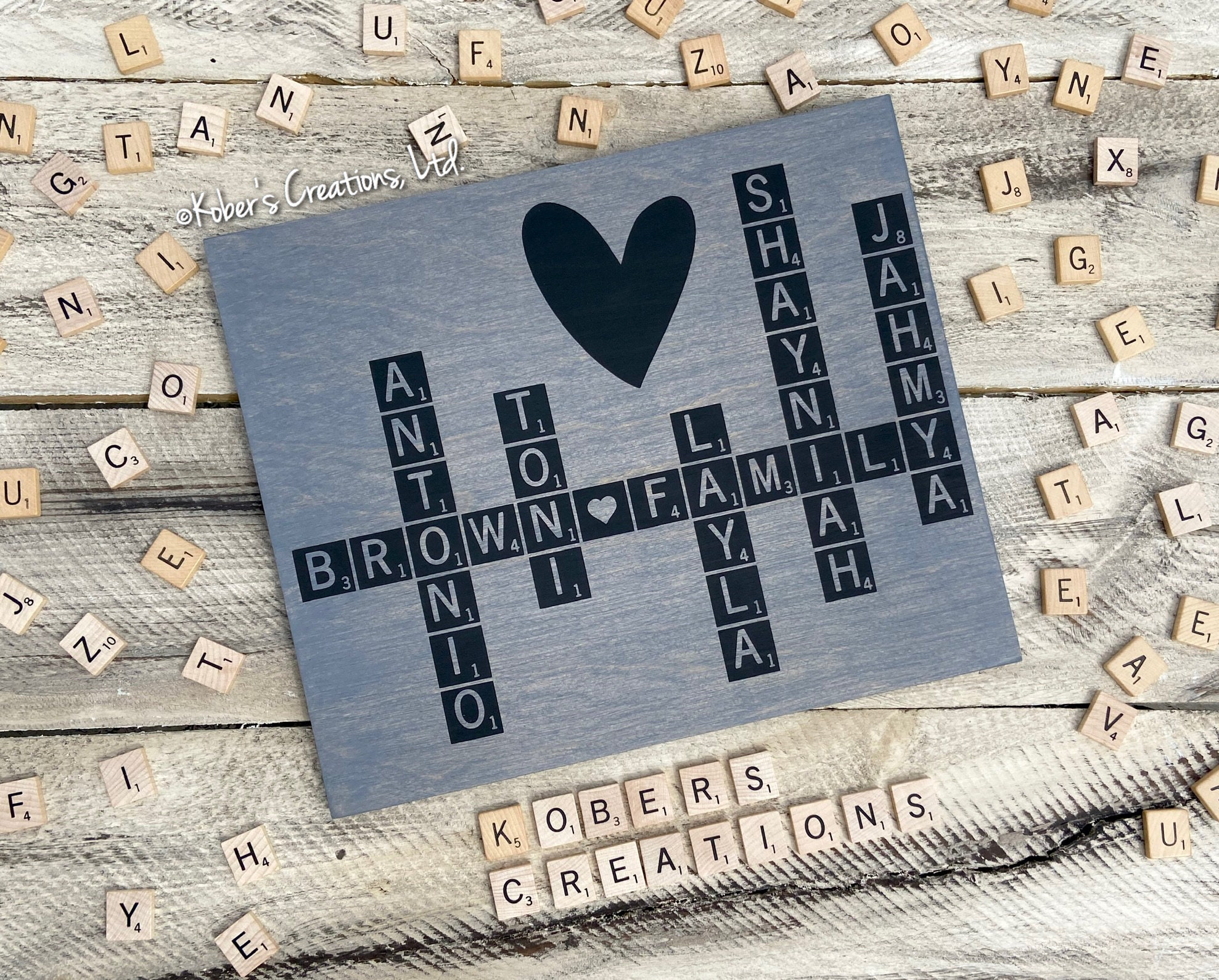 Scrabble Tile Sign Crossword Layout Sign Last Name Sign Etsy Espa a