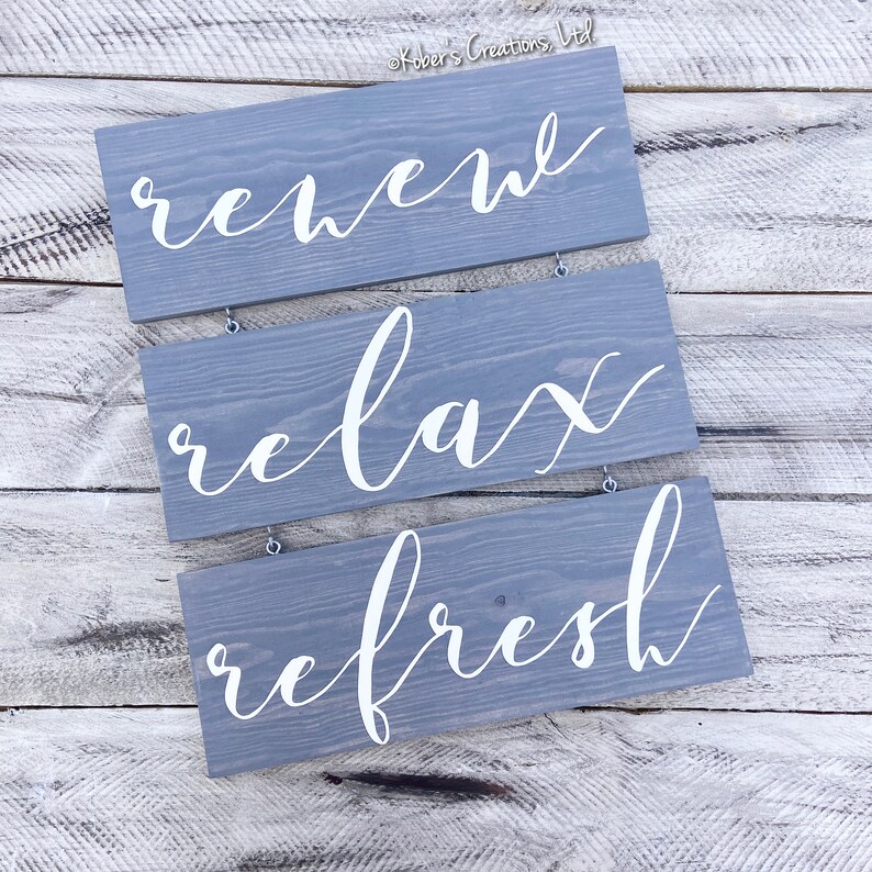 Renew Relax Refresh Spa Sign Spa Art Bathroom Art Relax | Etsy