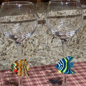 Hand Blown Set of Murano Style Wine Glasses