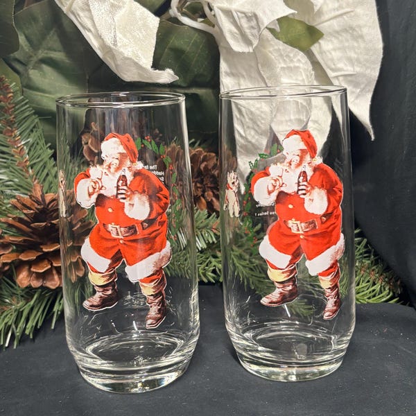 Vintage Coca Cola Haddon Sundblom Santa Claus 1961 Set of 2