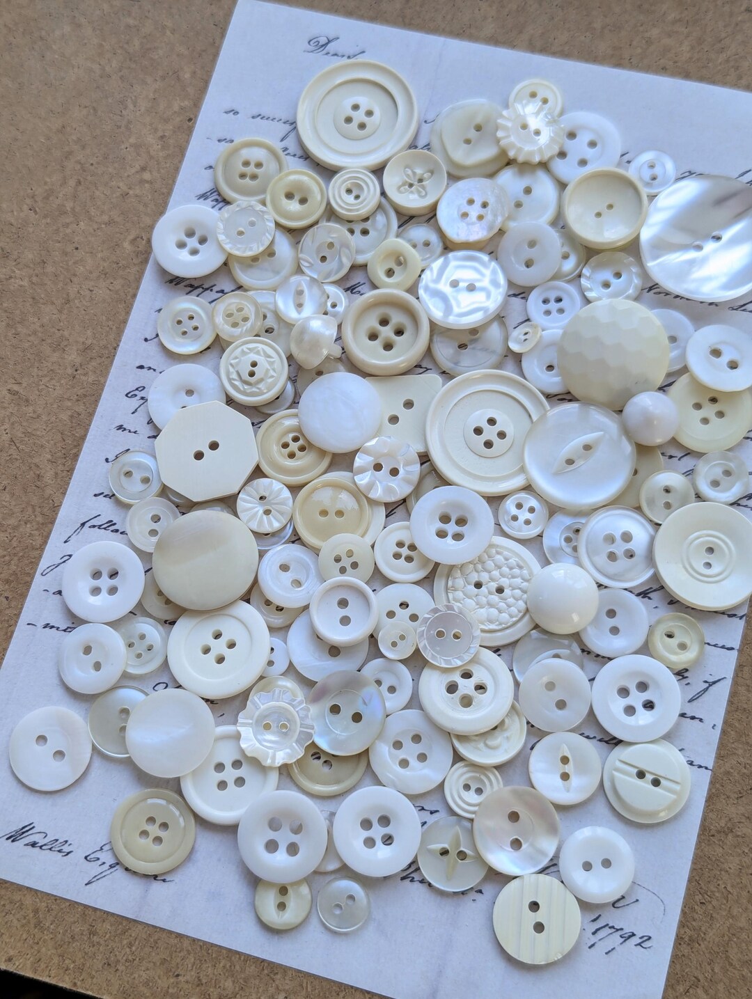 Lovingly Selected Collection of 100 Vintage Plastic Buttons in White ...