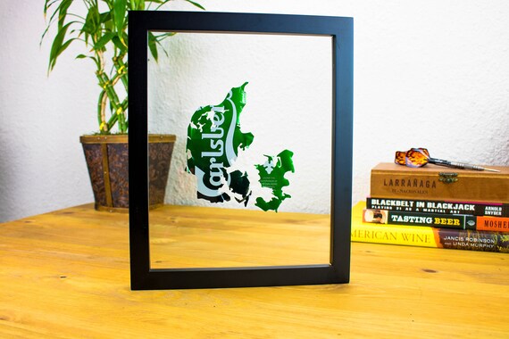 Carlsberg Denmark Custom Beer Can Art Hung In A Float Frame Carlsberg Denmark Custom Beer Can Art