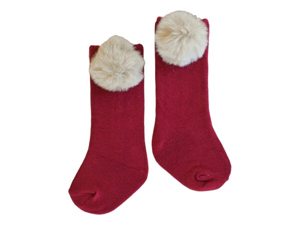 burgundy baby socks
