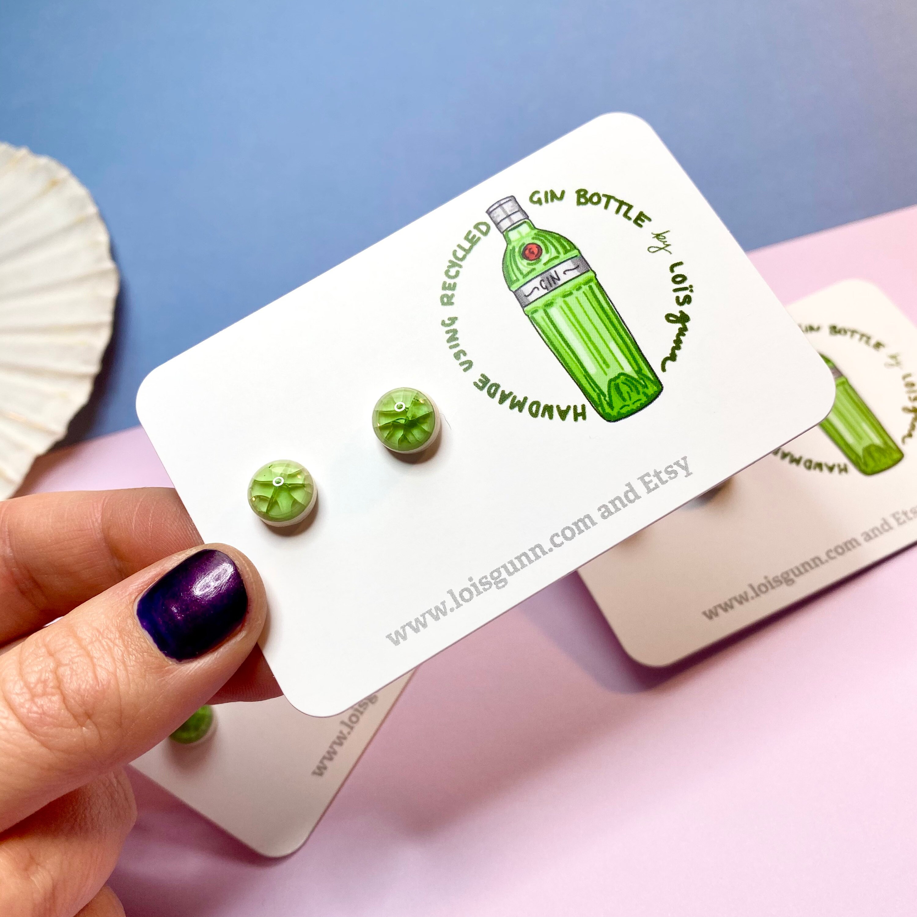 Recycled GIN Bottle Glass Earrings Handmade by Loïs Gunn With Etsy