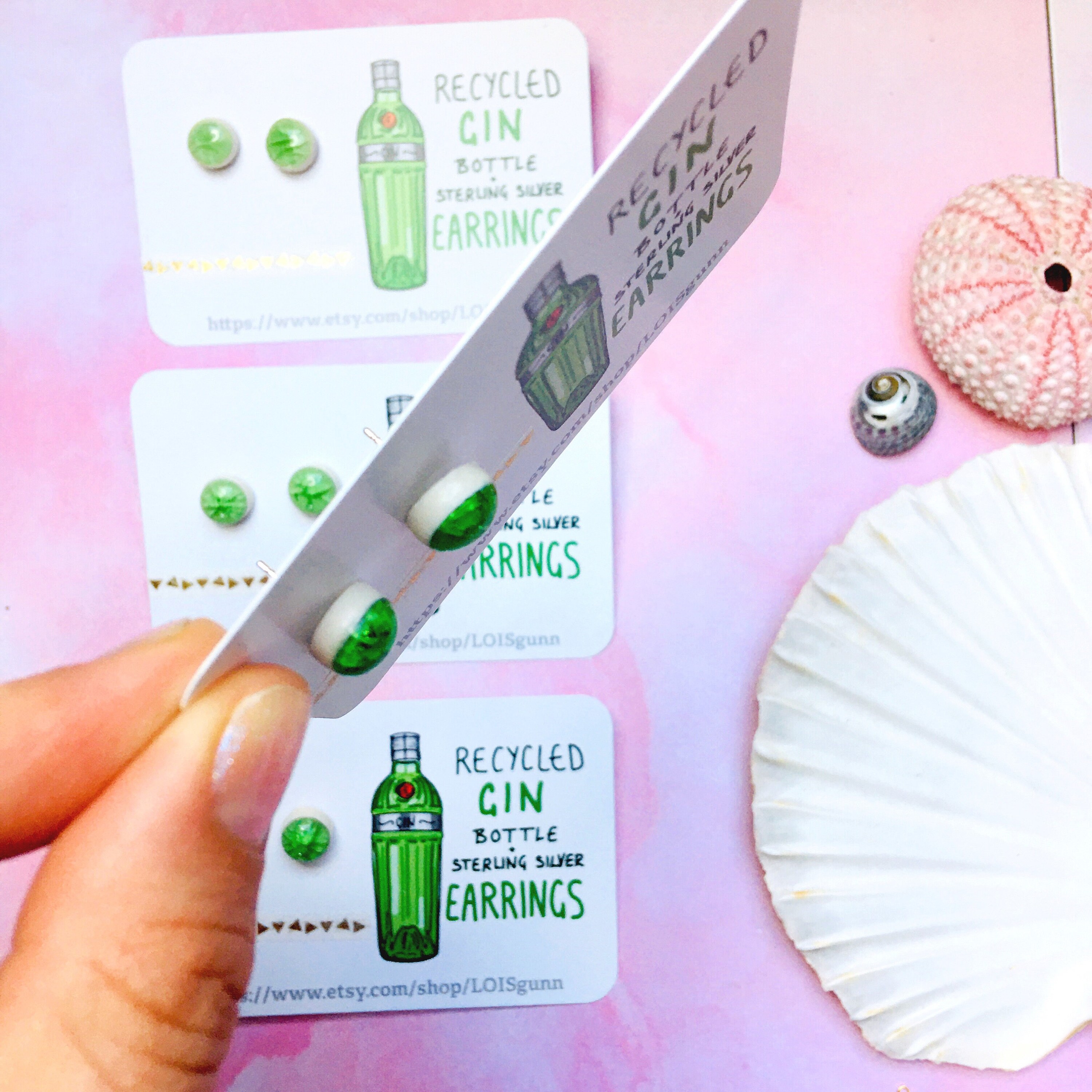 Recycled GIN Bottle Glass Earrings Handmade by Loïs Gunn With Etsy UK