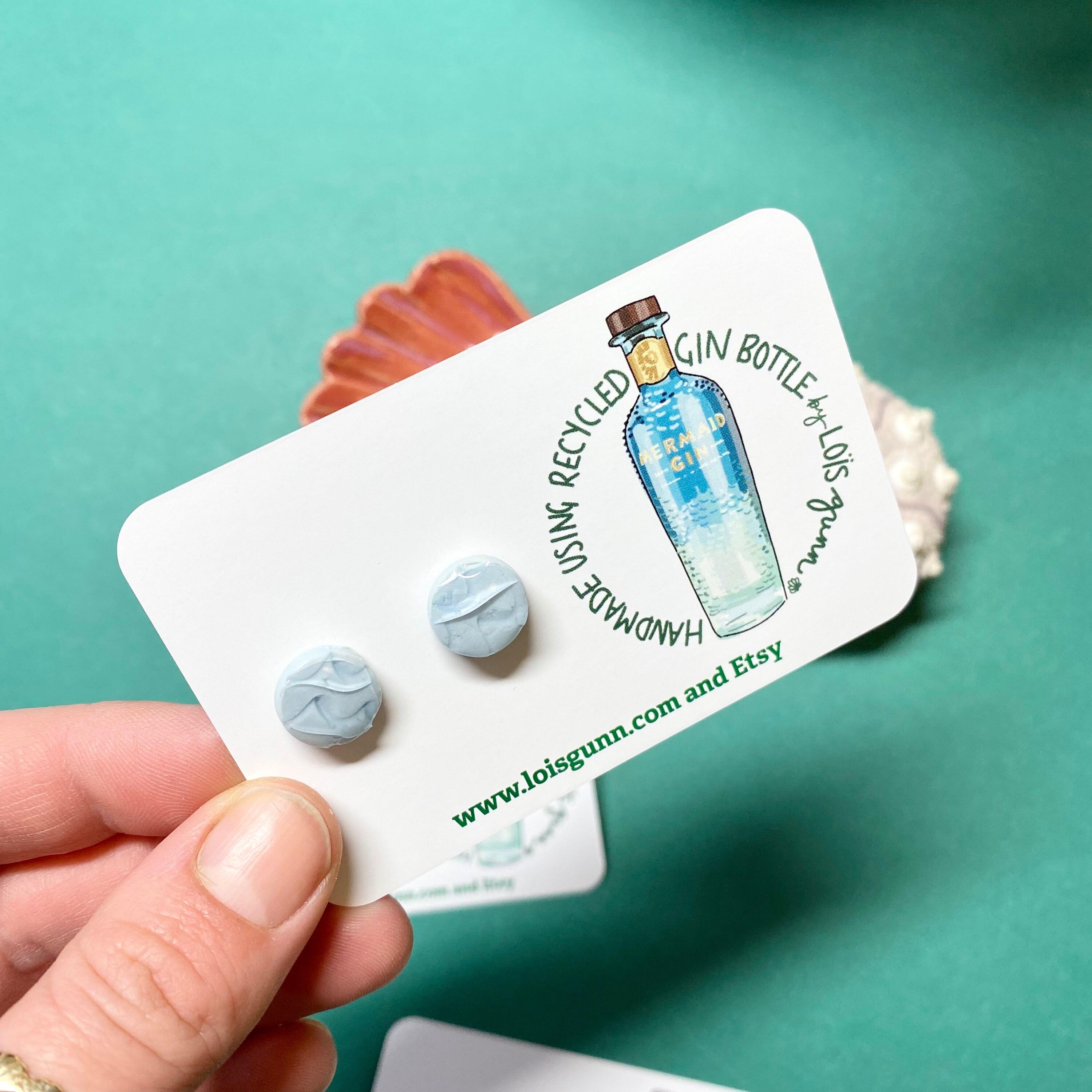 Recycled BLUE MERMAID GIN Bottle Glass Earrings Handmade by Etsy