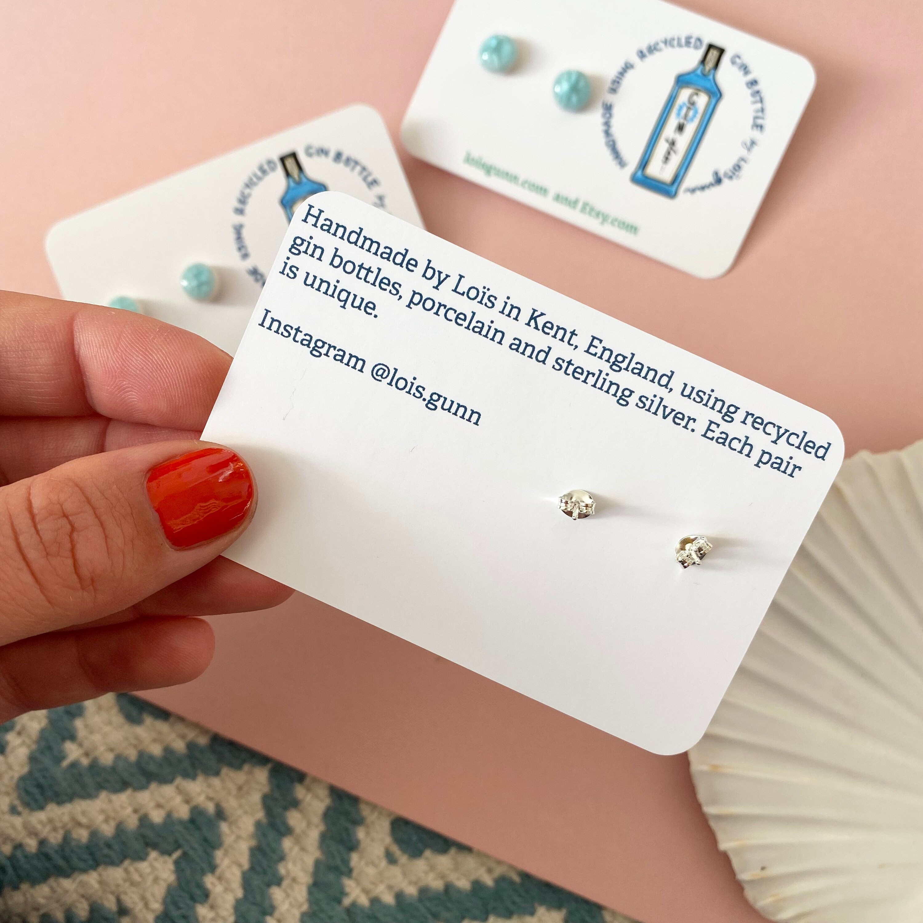 Recycled Bombay Sapphire GIN Bottle Glass Earrings Handmade by Etsy UK