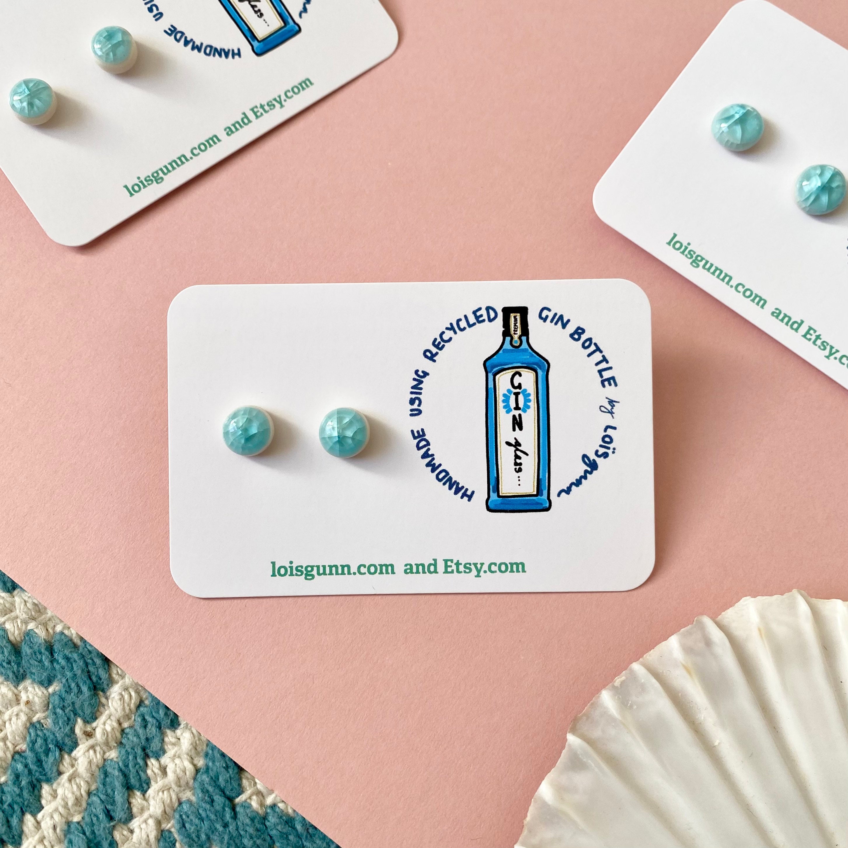 Recycled Bombay Sapphire GIN Bottle Glass Earrings Handmade by Etsy UK