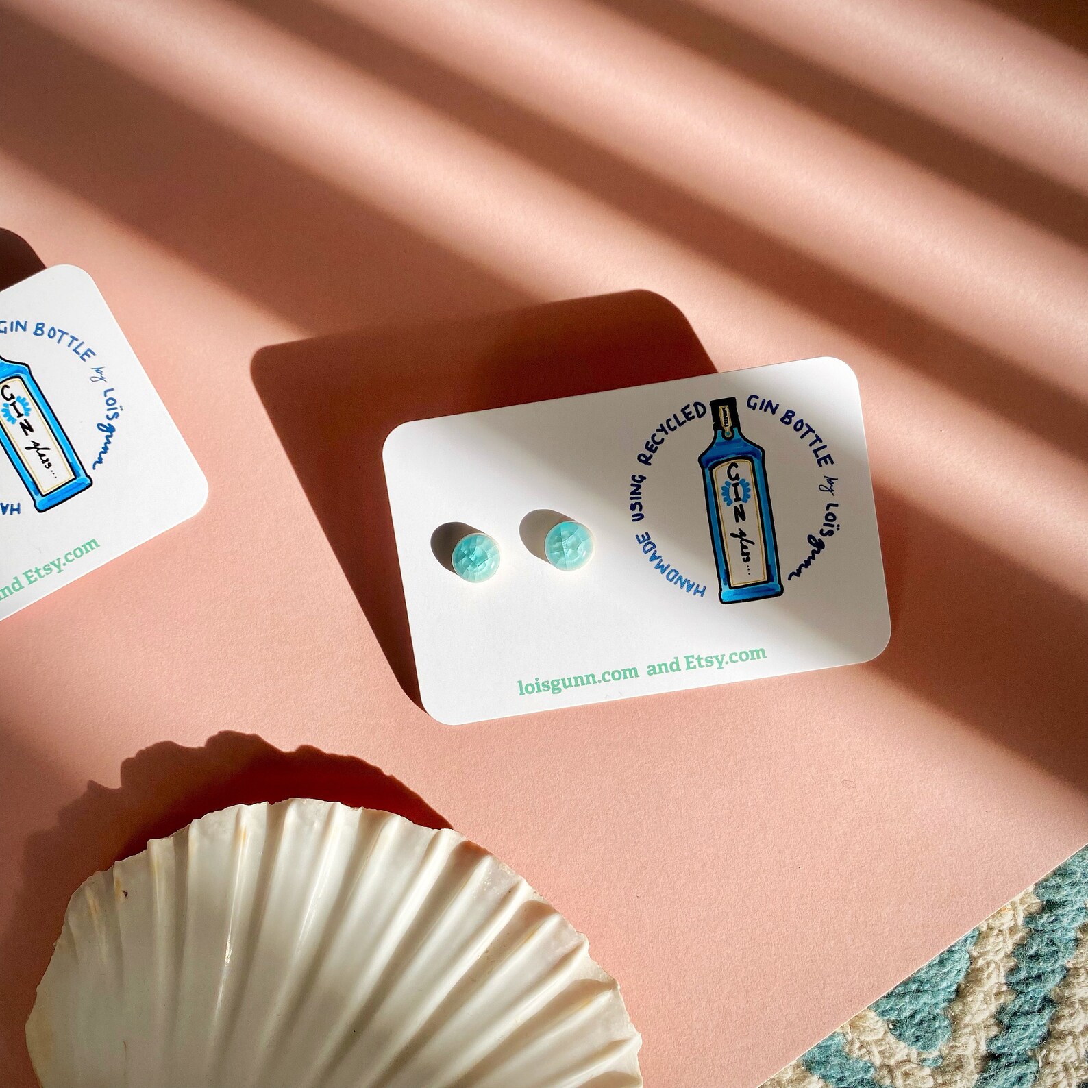 Recycled Bombay Sapphire GIN Bottle Glass Earrings Handmade by Etsy UK