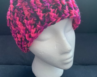 Hot pink beanie crocheted Hat