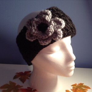 Black crochet headwrap, crochet headband, black ear warmer, winter fashion accessory