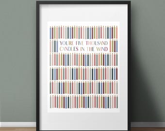 Impression Bye Bye Lil Sebastian - 5 000 bougies - parcs et loisirs - impression d'art 8 x 10 ou 11 x 14