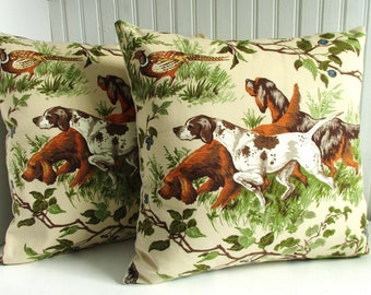 Hunting Season - 1960s Vintage Waverly Broadcloth 18x18 Pillow Covers