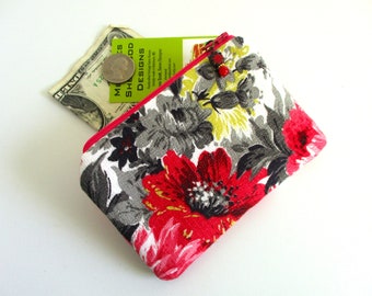 Halcyon - 1950s Vintage Barkcloth Zip Top Coin Purse