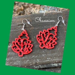 Monogram Christmas Tree Earrings: Personalized Holiday Jewelry