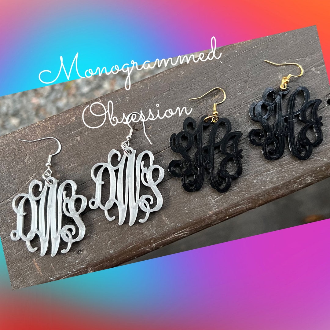 Interlocking Vine Monogrammed Earring, Monogrammed Jewelry, Etsy