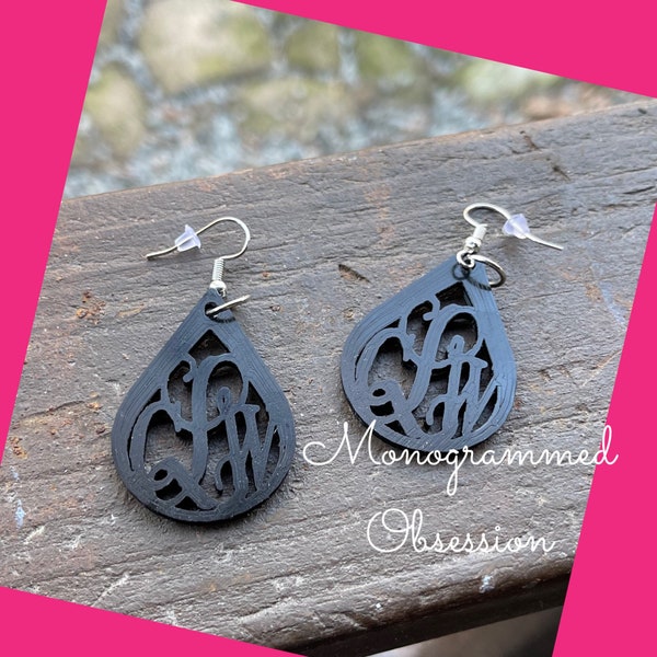 Monogram Earrings, Teardrop Monogram Earring, Monogram Jewelry, Monogrammed Gifts, Personalized Earrings, Custom Earrings, Hanging Earrings