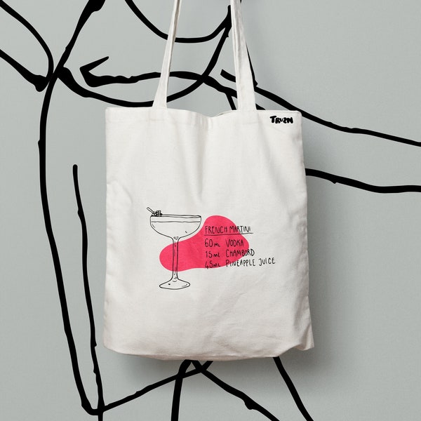 French Martini Cocktail Organic Cotton Tote bag