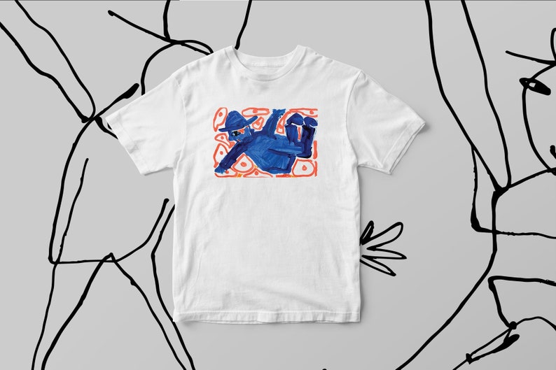 Illustrated Blue Man T-shirt image 1