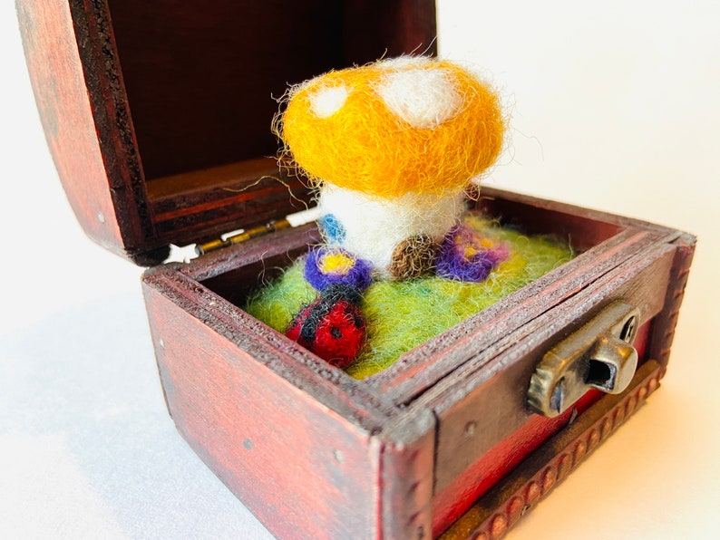 gnome home gift for gardener tiny house gifts for her toadstool woodland nursery decor felt fairy house Needle-felted mushroom